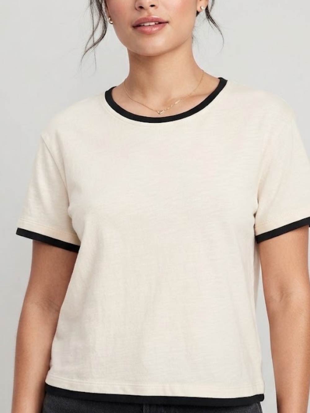 C&C California Beige Pima Cotton Layered Look Tee XL Short Sleeve